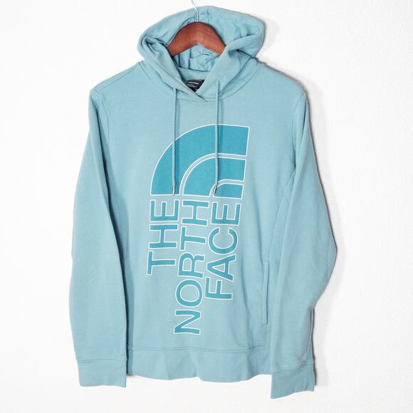 The North Face Tops - The North Face Pullover Hoodie Ice Blue Logo Size Large Color Pop Athleisure